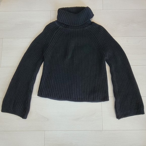 Rag & Bone Chunky Black Knit Sweater Women’s Size S - Flared Bell Sleeves - Picture 7 of 8